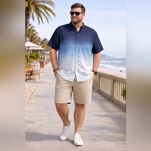 American Eagle XXL Ombre Gradient Button Down Cotton Shirt Casual Summer